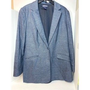 Lands End Womens Bllue Wool Cashmere Blazer, Size 12